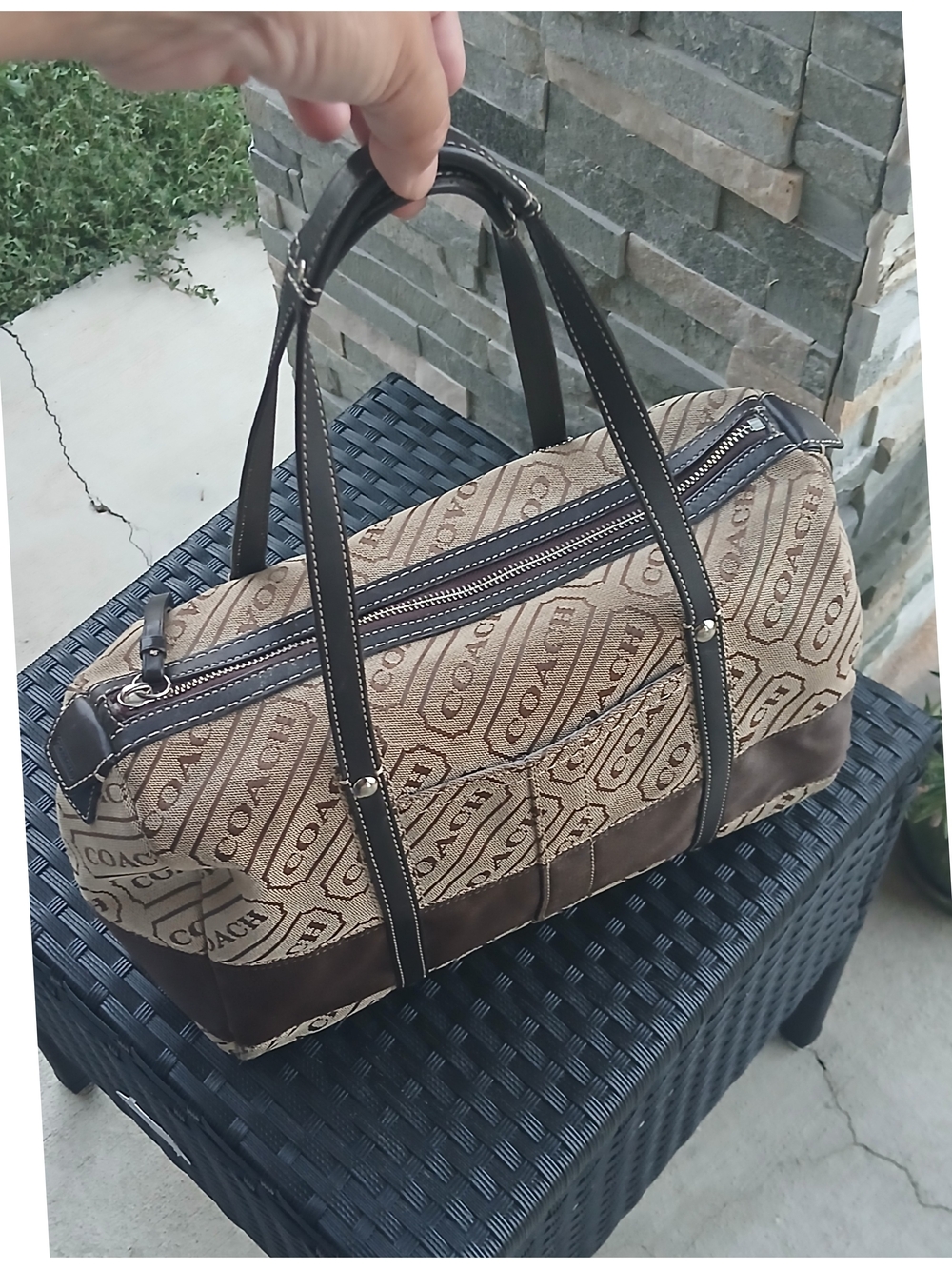 Coach Khaki And Jacquard With Leather Straps